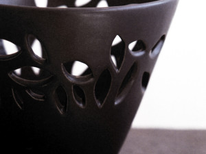 Black Vase with Leaves